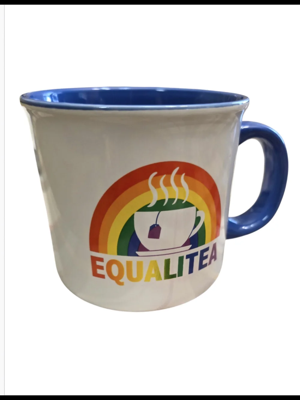 Together Rainbow EQUALITEA Ceramic Mug with Blue Interior & Handle
